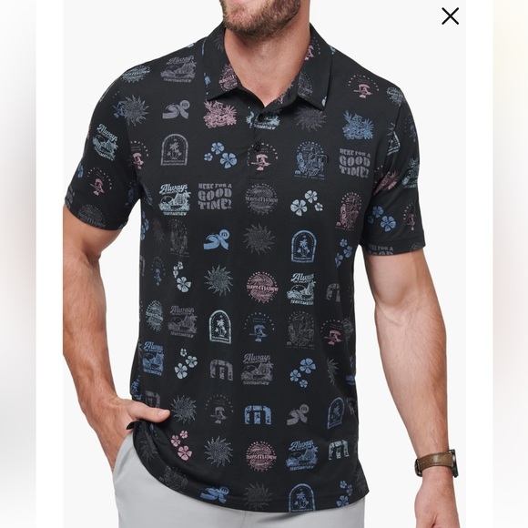 Travis Mathew TOURIST SEASON POLO Golf ECO Black Shirt Size XLARGE